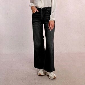 Molly Bracken Jeans Women’s 25 Black Denim High Waisted Wide Leg Loose NWT